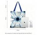 Medium Indigo Radial Tie-Dye Canvas Tote Bag, Eco Friendly Reusable Shoulder Bag for Beach, School & Urban Daily Use