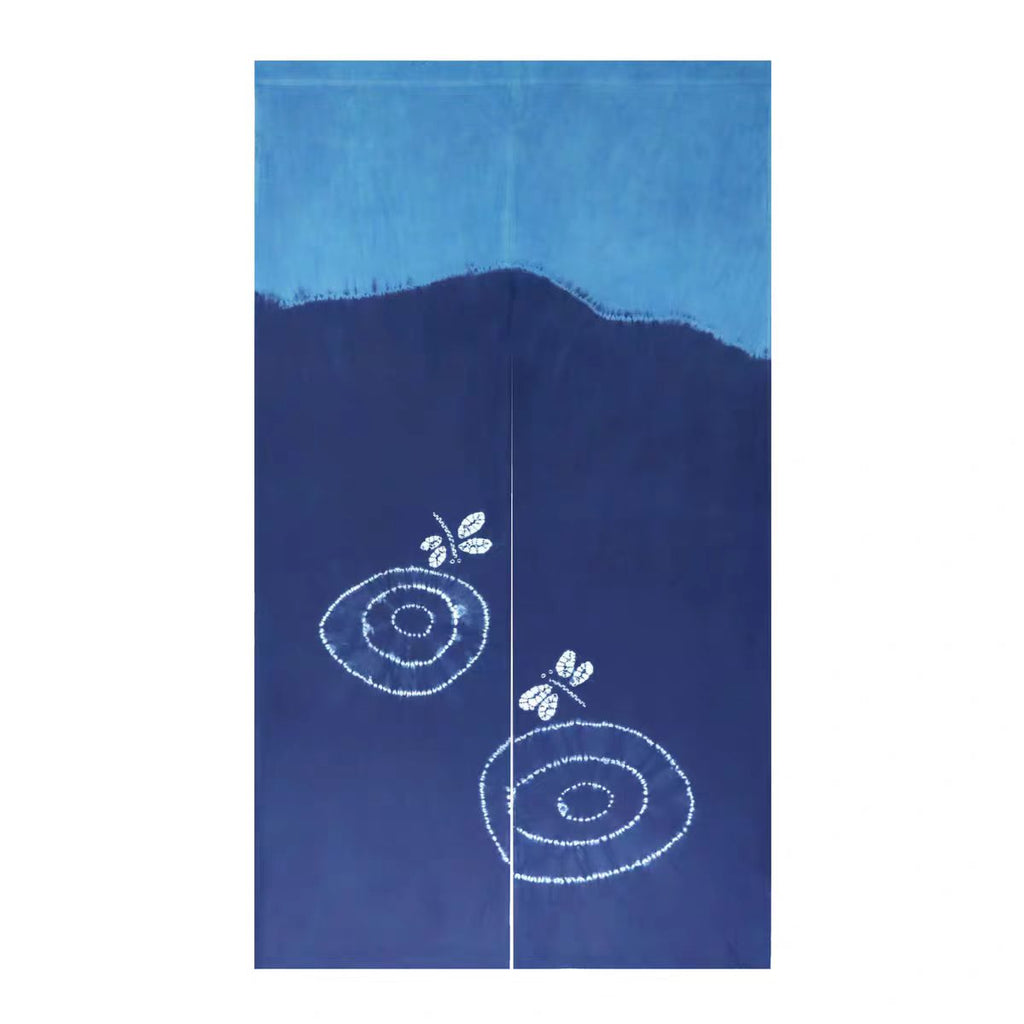 Indigo Hand-Dyed Door Curtain | Plum Blossom & Rabbit