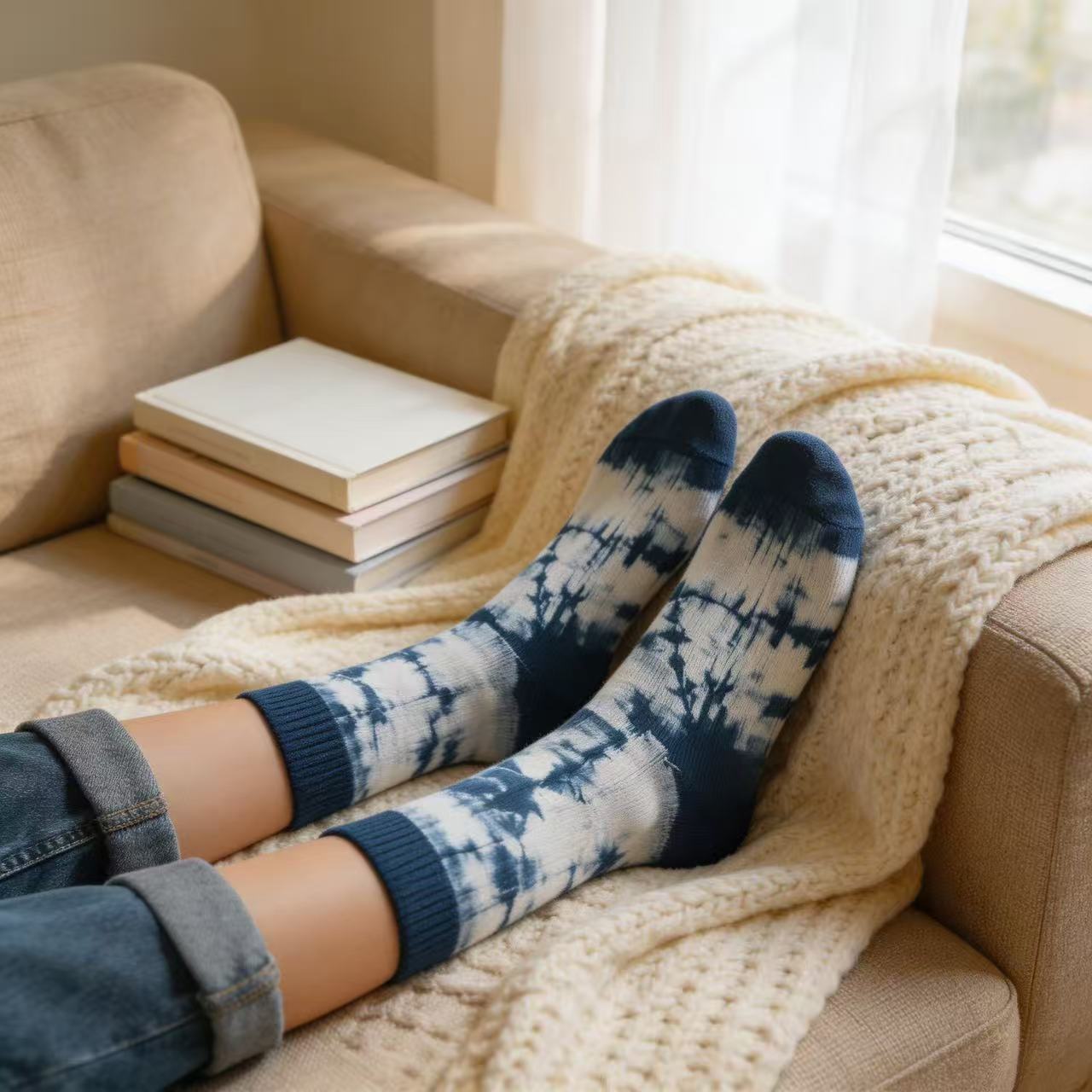 Indigo Hand-Dyed Socks | Traditional Shibori Craft