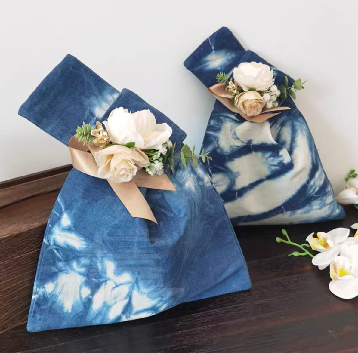 Hand-dyed wristlet bag Luxury-feel souvenir gift Canvas tote bag Pure cotton Practical