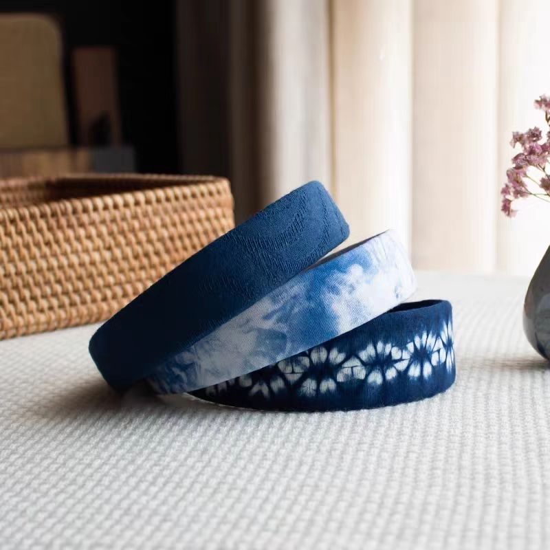 Tie-Dye Headband丨Ethnic-Style Handmade Fabric Headband Plant-Dyed Indigo Minimalist Hair Clip Fresh and Delicate Gift