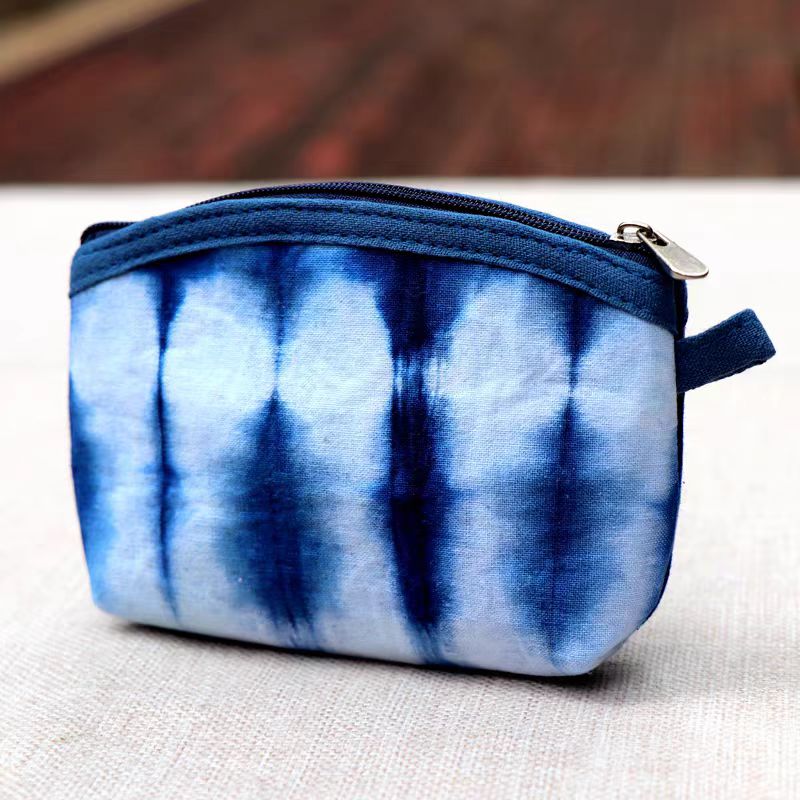 Indigo Shibori Coin Purse — Hand-Dyed Zipper Wallet | Card & Coin Pouch