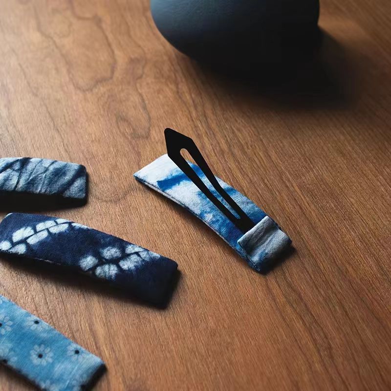Hand-Dyed Indigo Fabric Hair Clip | Botanical Tie-Dye Hair Pin