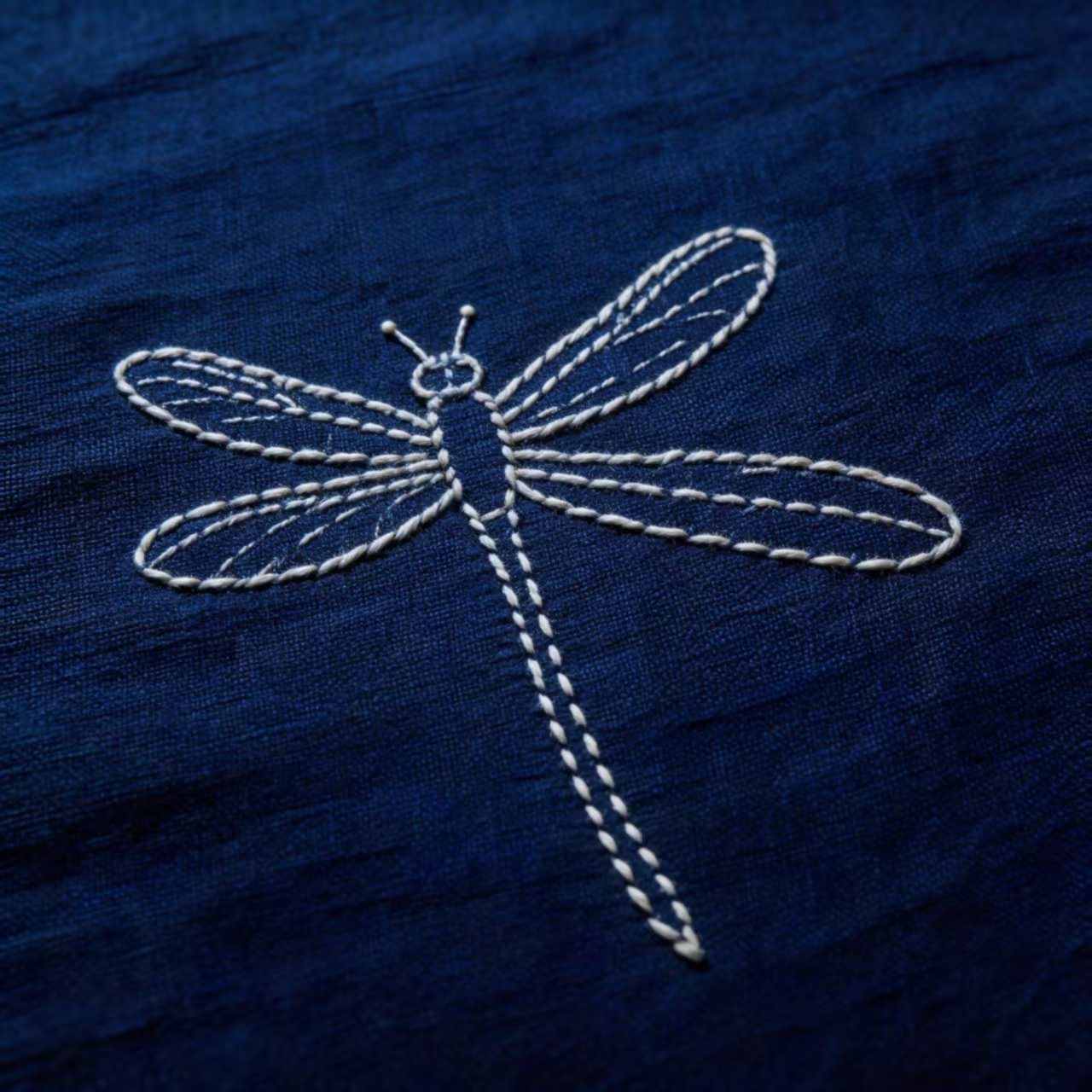 Handcrafted Shibori Indigo Table Runner | Embroidered Dragonfly & Tassel | Cotton Boho Decor
