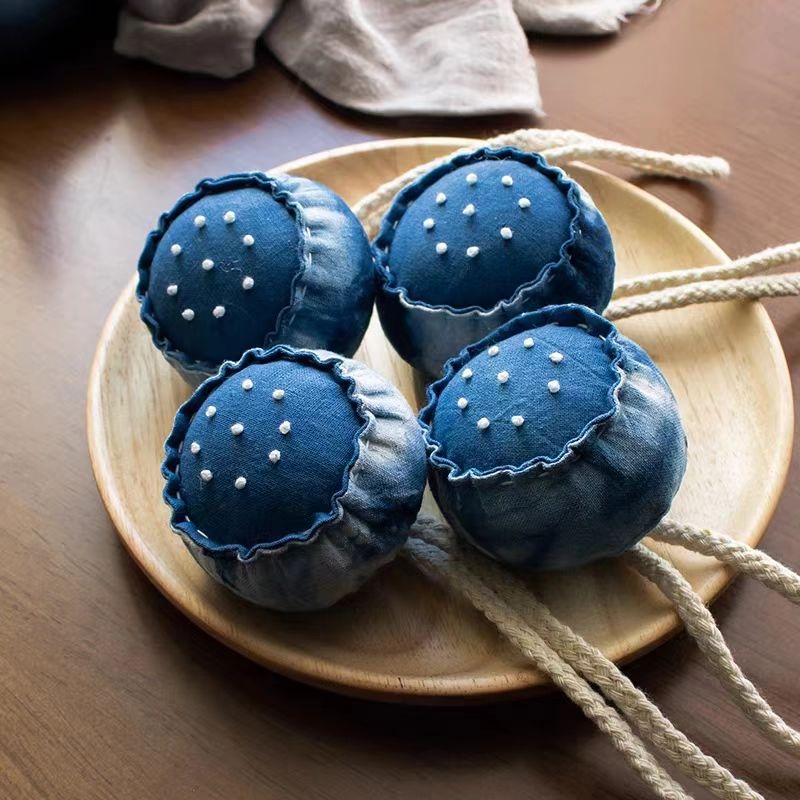 Indigo Tie-Dye Lotus Sachet — Lavender Scented | Hand-Dyed Hanging Ornament