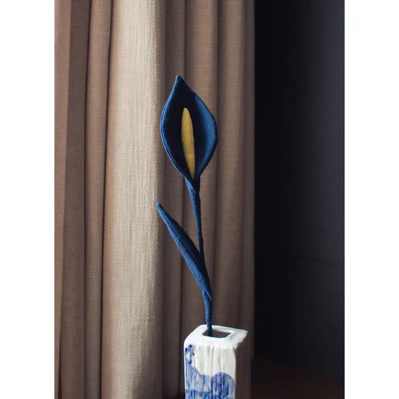 Indigo Batik Calla Lily — Hand-Dyed Fabric Flower | Artisan Home Decor