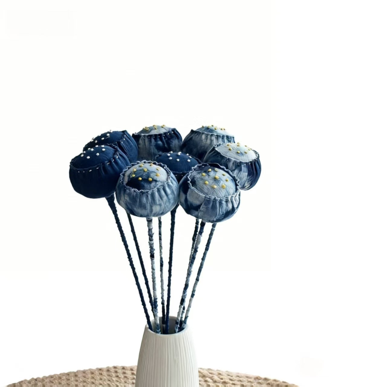 Batik Lotus Pods丨Artificial Fabric Floral Arrangements Plant-Dyed Handcrafted Fabric Flowers Artificial Flowers for Home Decor Boutique Homestay Decor