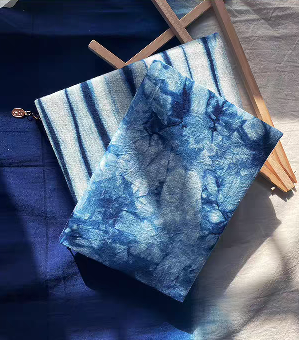 Indigo Tie-Dye Notebook Cover — A5 / A6 | Hand-Dyed Cotton Journal