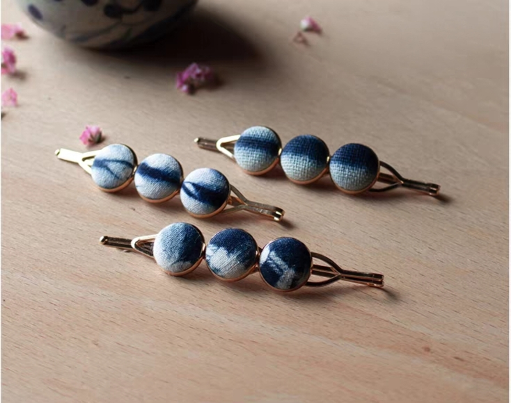 Hand-Dyed Indigo Bead Hair Clip | Mini BB Clip Hair Accessory