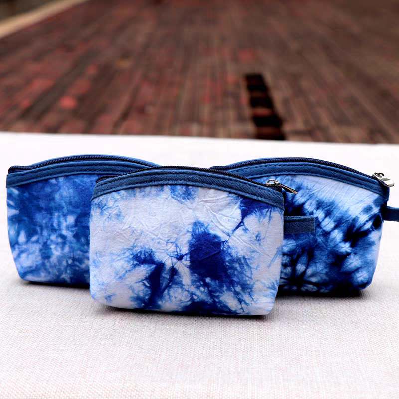 Indigo Shibori Coin Purse — Hand-Dyed Zipper Wallet | Card & Coin Pouch