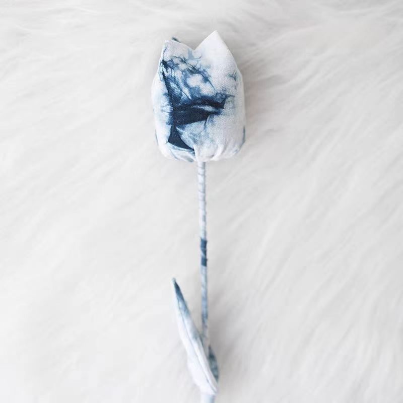 Hand-Dyed Indigo Tulip | 3D Cotton Fabric Flower Home Decor