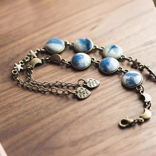 Hand-Dyed Indigo  Bracelet | Titanium Steel Tie-Dye Jewelry