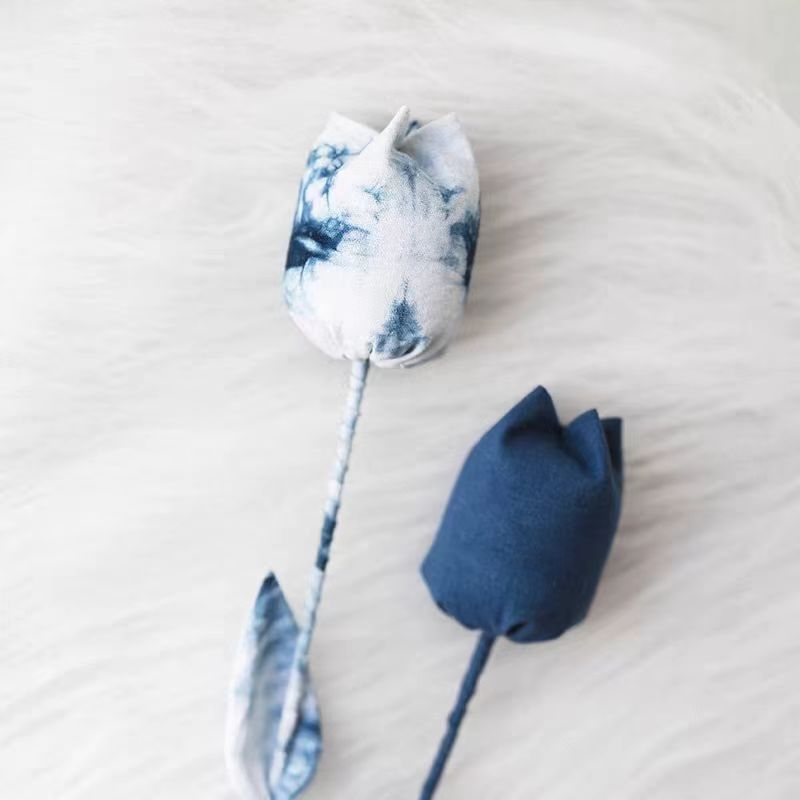 Hand-Dyed Indigo Tulip | 3D Cotton Fabric Flower Home Decor