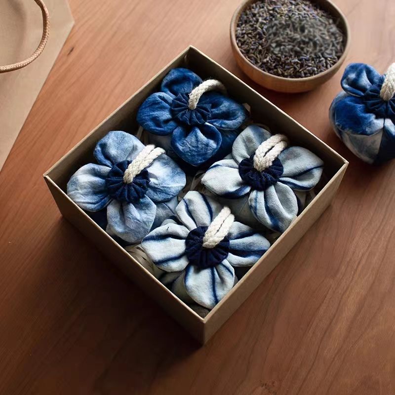 Hand-Dyed Indigo Persimmon Sachet | Scented Pouch, Bag Charm & Pincushion