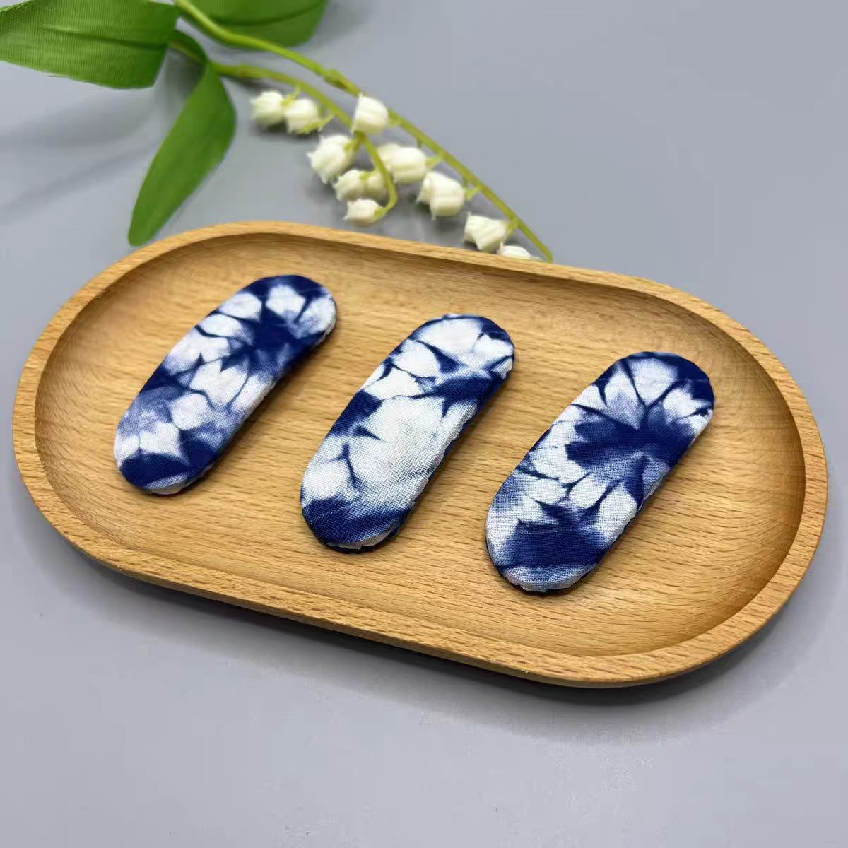 Hand-Dyed Indigo Oval Hair Clips | Cotton Snap Barrettes