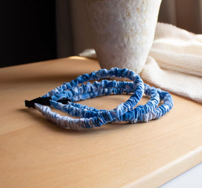 Hand-Dyed Indigo Ruffled Headband | Cotton Hair Hoop