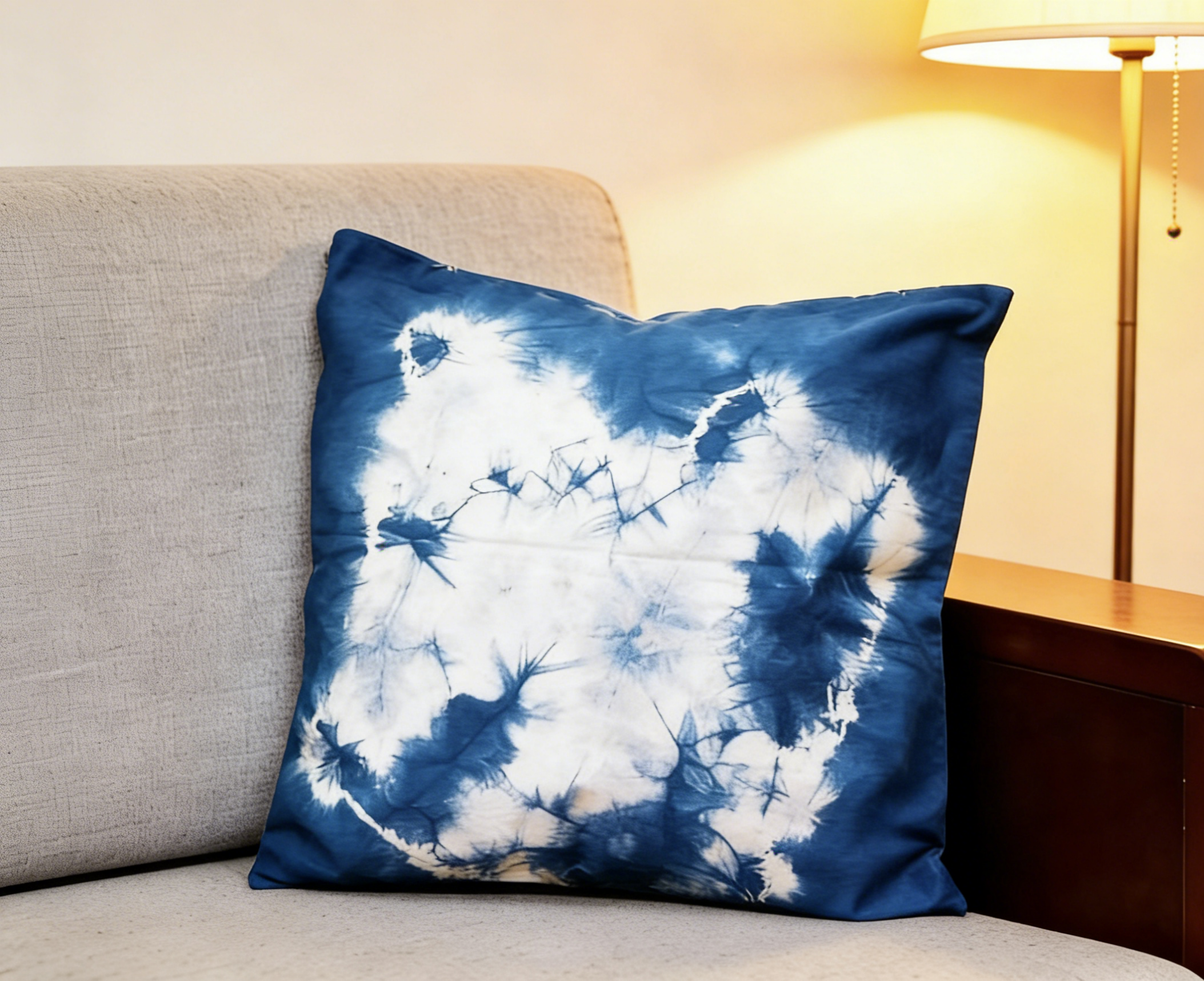 Indigo Tie-Dye Pillow Cover — Hand-Dyed Cotton Cushion Case