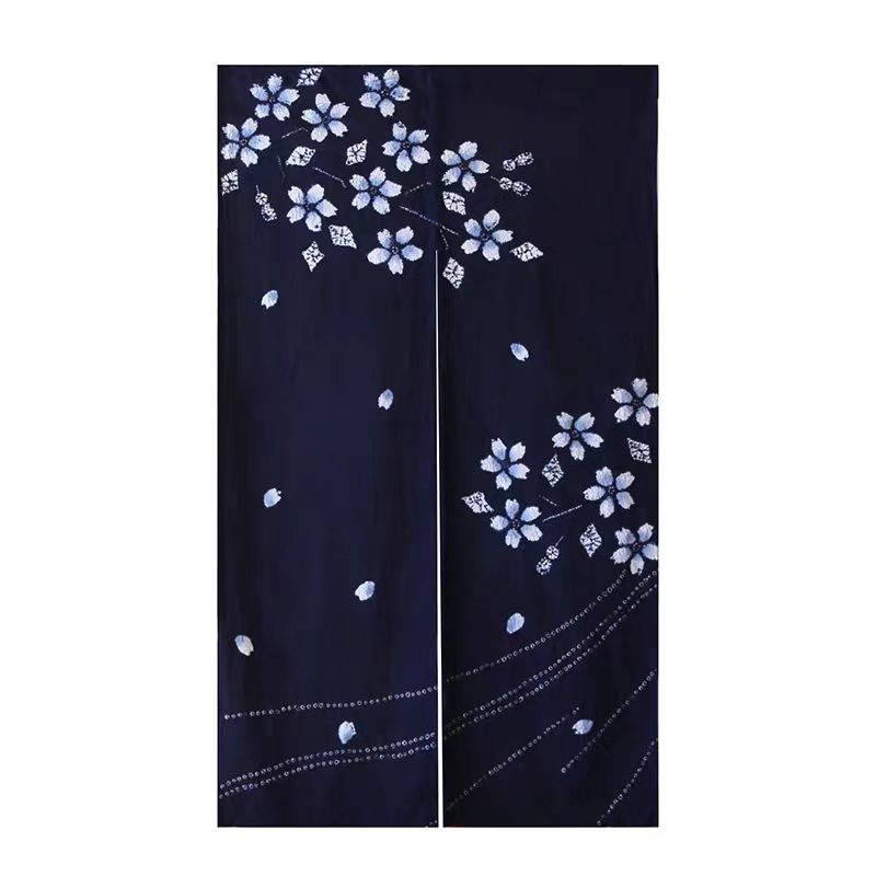 Indigo Hand-Dyed Door Curtain | Plum Blossom & Rabbit