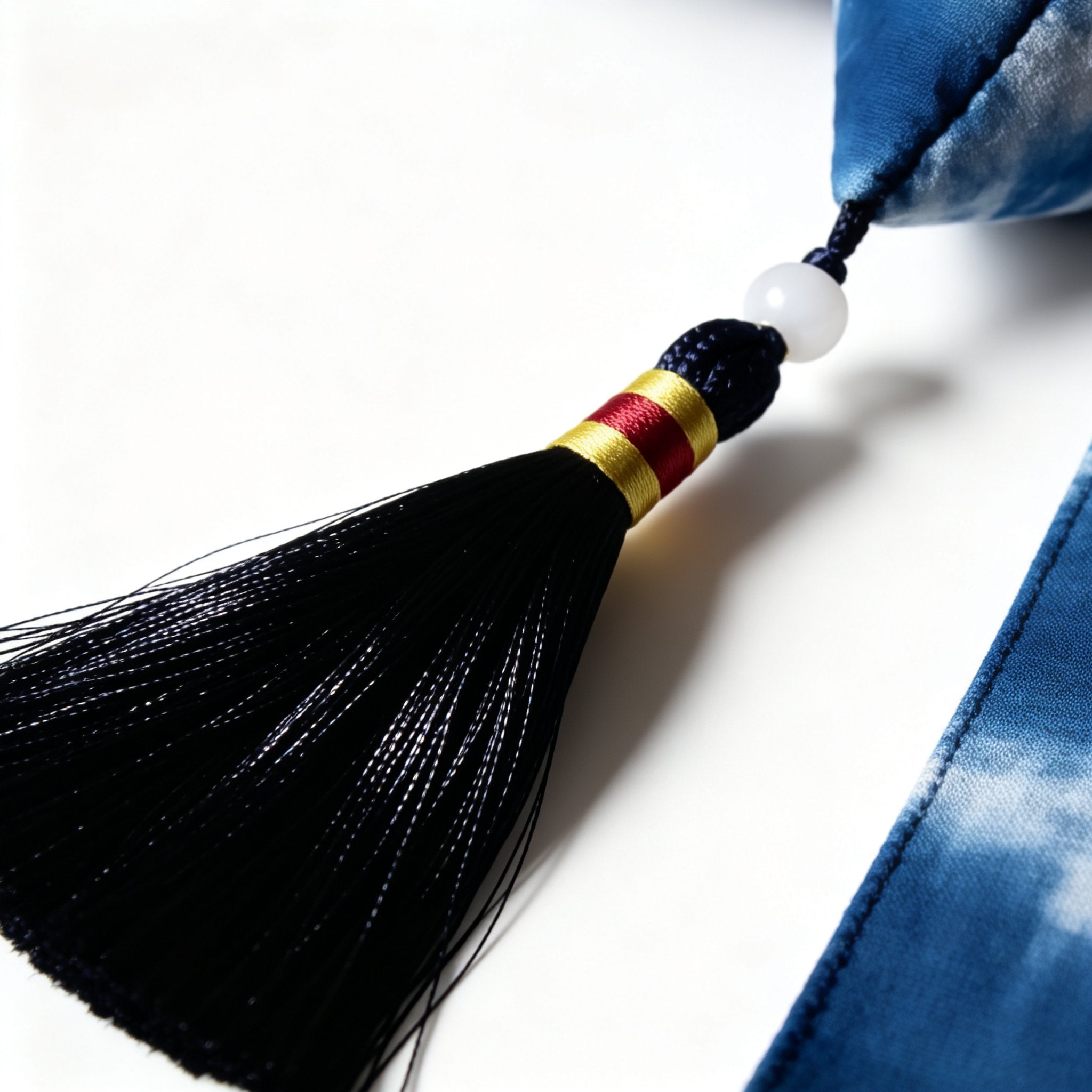 Indigo-Dyed Zongzi Charm – Handmade Shibori Tassel Bag & Car Ornament