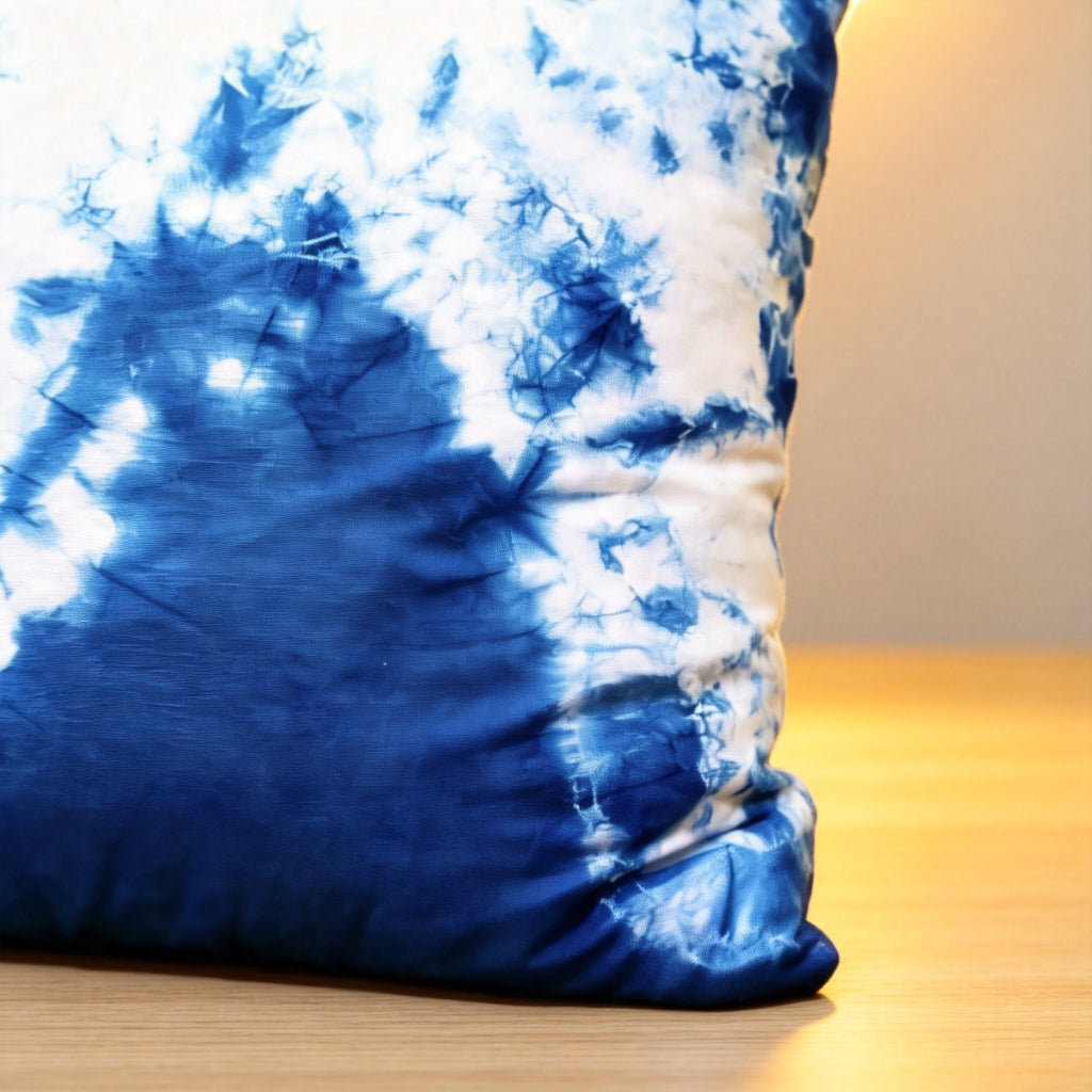 Indigo-Dyed Pillow Cover – Handmade Shibori Cotton Cushion Cover | Boho Home Decor