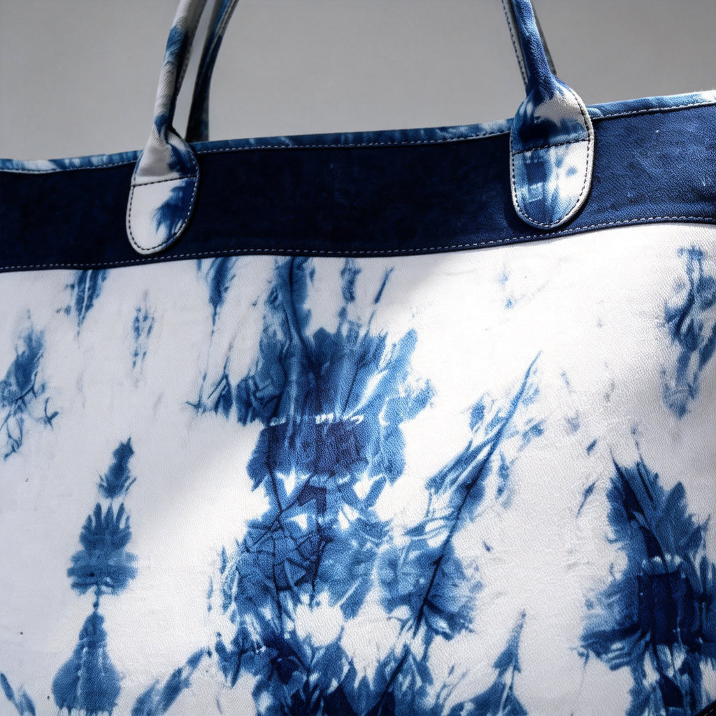 Indigo-Dyed Tote Bag – Handmade Shibori Cotton Shoulder Bag | Boho Everyday Carry