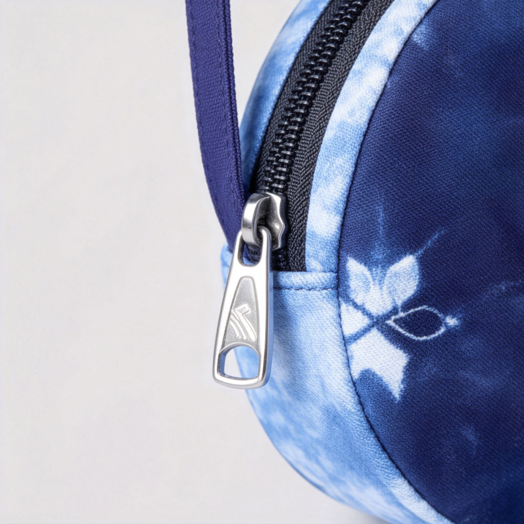 Indigo-Dyed Round Mini Crossbody Bag – Handmade Floral Ethnic Boho Purse for Women