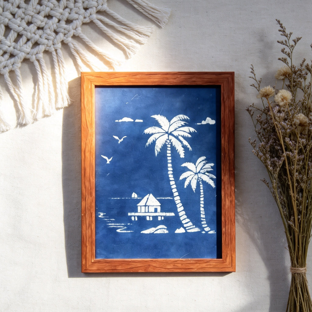 Indigo-Dyed Wall Art – Handmade Blue Textile Artwork | Framed or Unframed Home Decor