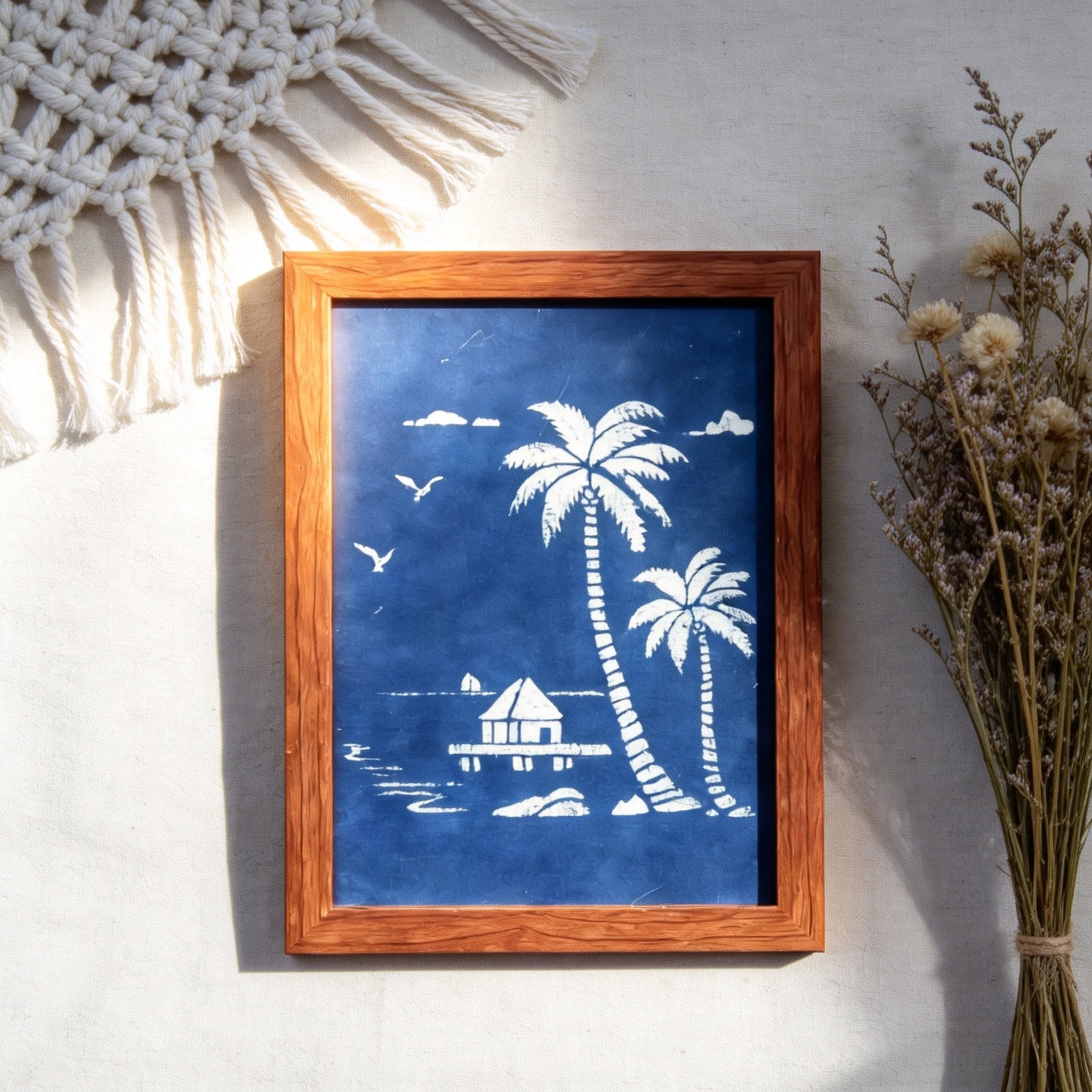 Indigo-Dyed Wall Art – Handmade Blue Textile Artwork | Framed or Unframed Home Decor