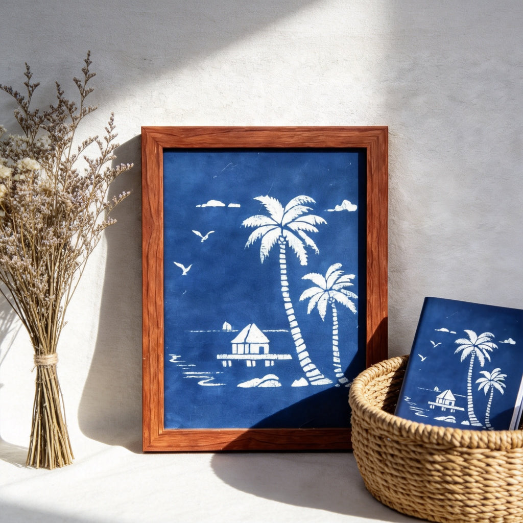 Indigo-Dyed Wall Art – Handmade Blue Textile Artwork | Framed or Unframed Home Decor