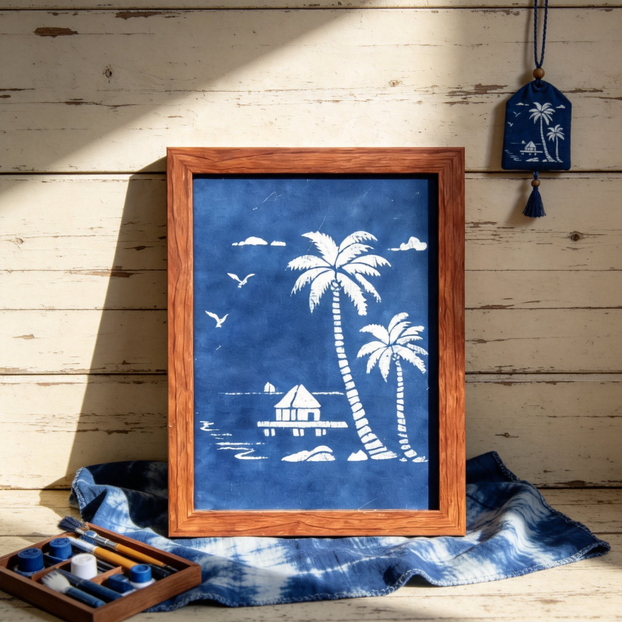 Indigo-Dyed Wall Art – Handmade Blue Textile Artwork | Framed or Unframed Home Decor