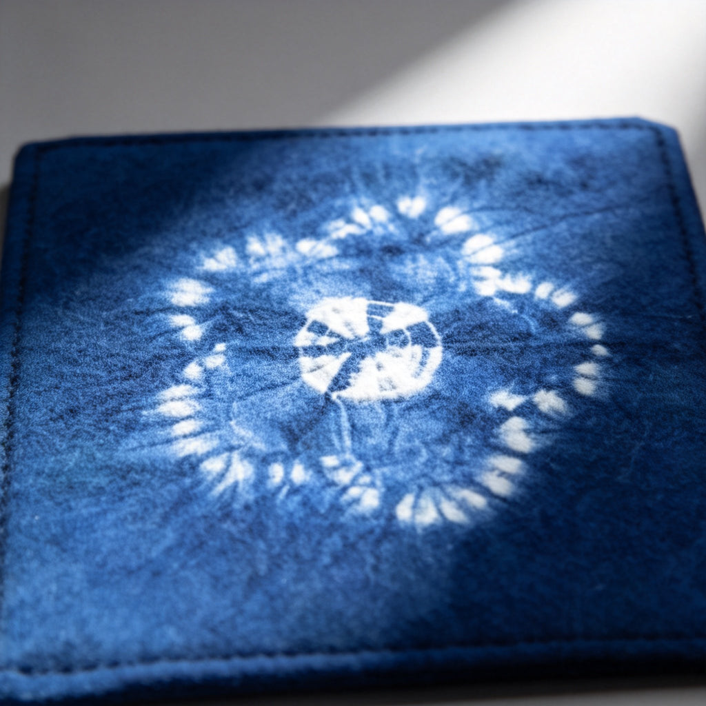 Indigo-Dyed Cotton Coasters – Handmade Tie-Dye Drink Mats | Boho Home Decor Gift