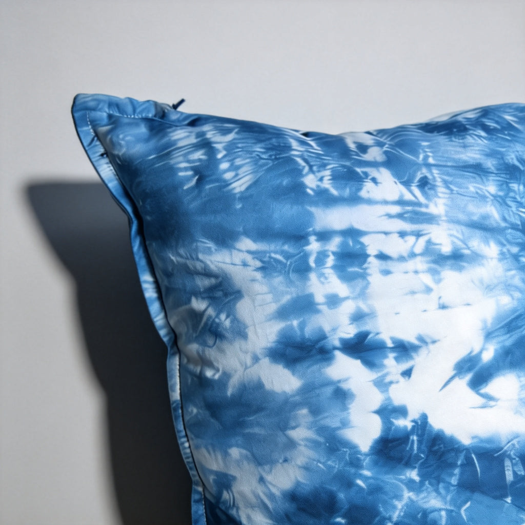 Indigo-Dyed Cotton Pillow Cover – Handmade Tie-Dye Throw Cushion | Boho Home Decor