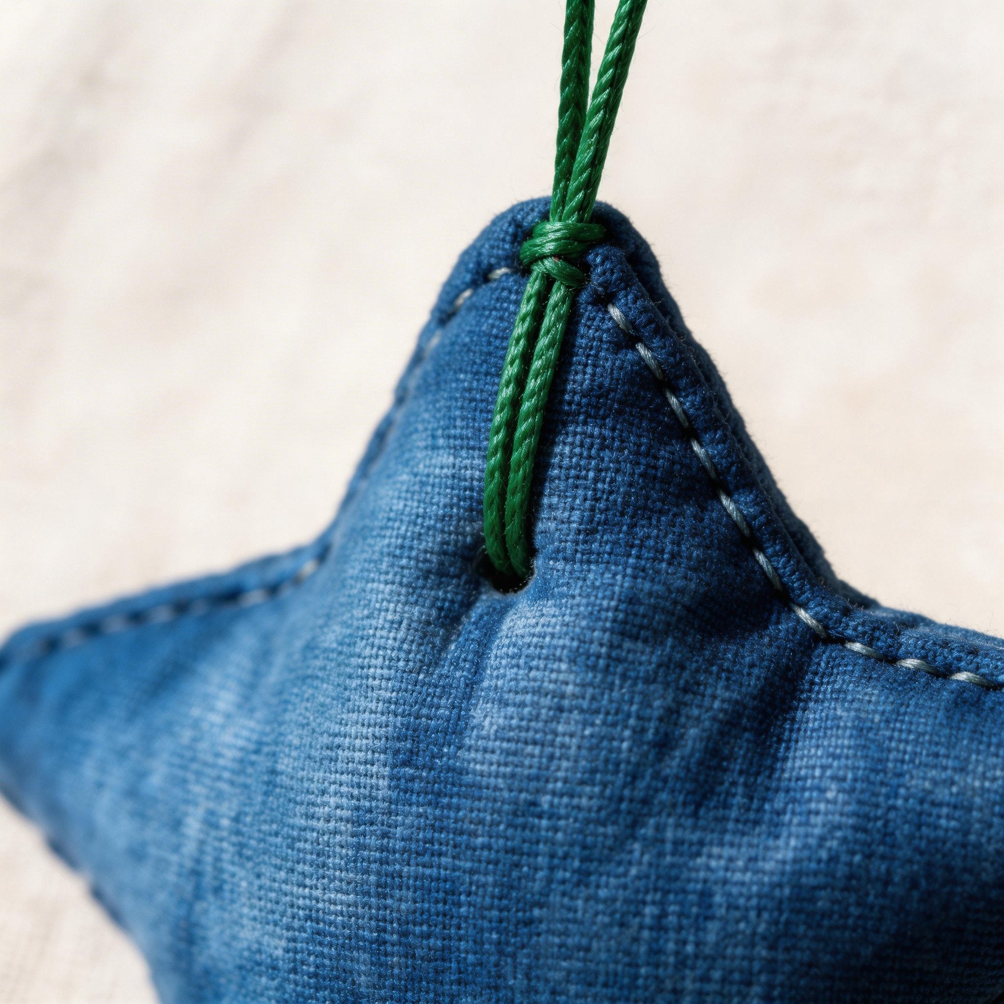 Indigo-Dyed Star Ornament – Handmade Cotton Butterfly Pattern Hanging Charm | Artisan Gift