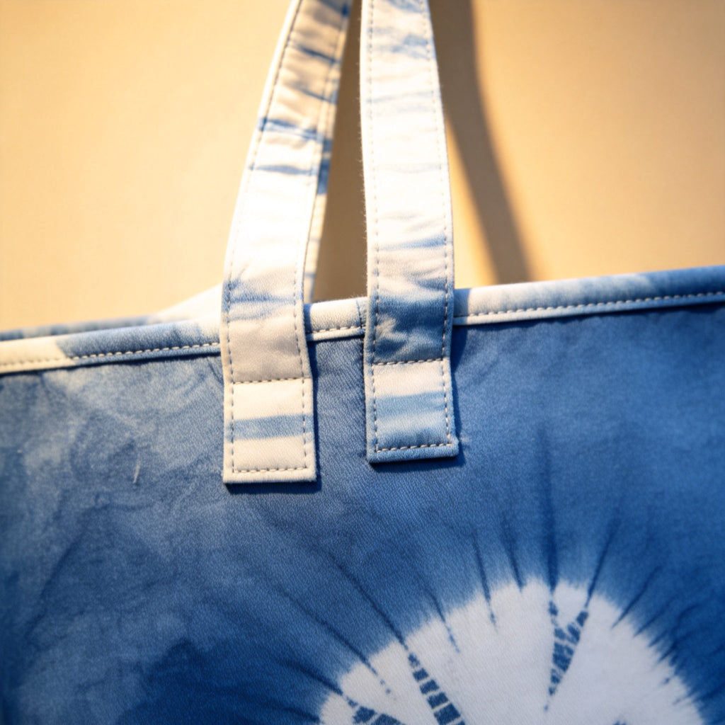 Indigo-Dyed Commuter Tote Bag – Handmade Large Capacity Cotton Shoulder Bag | Artisan Boho