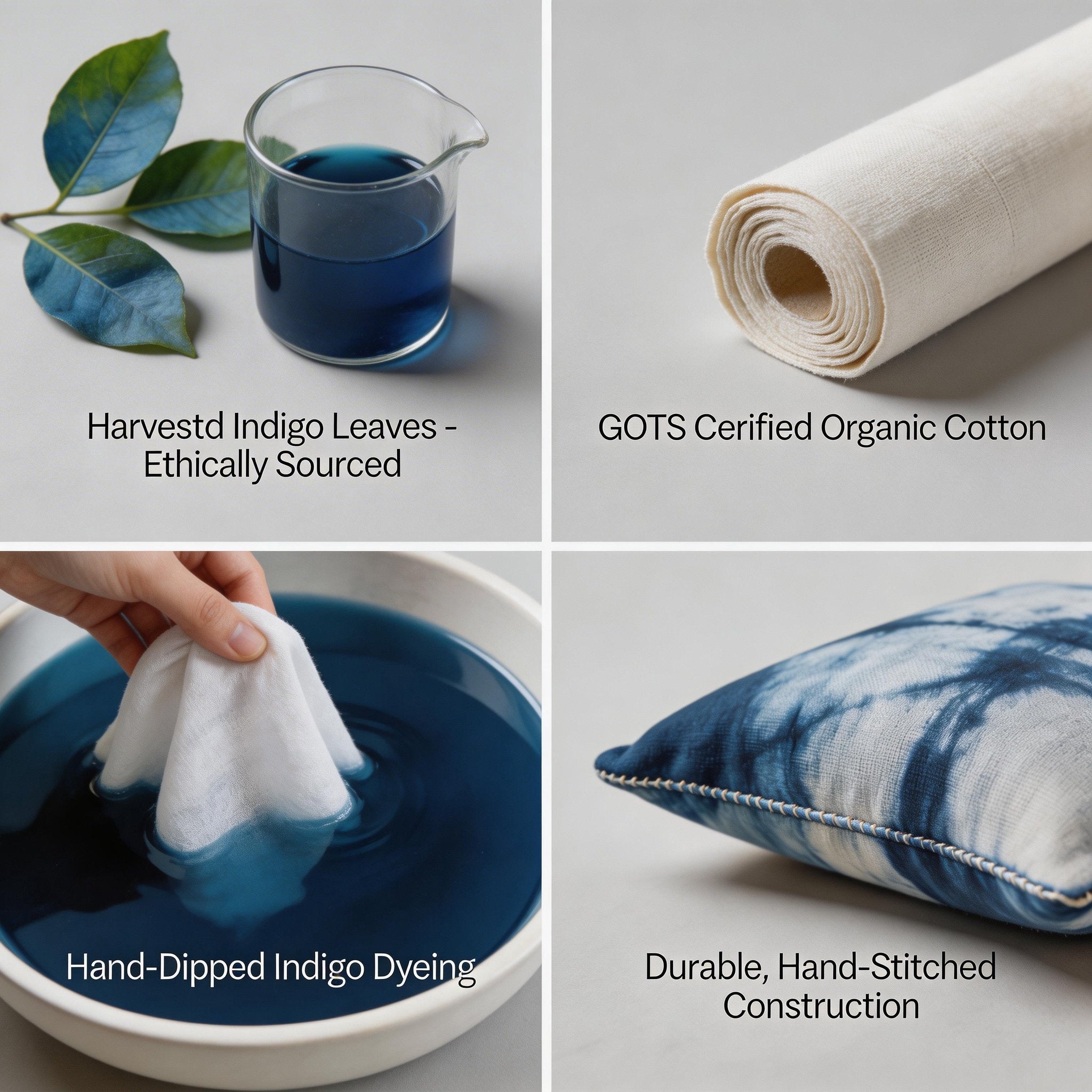 Indigo-Dyed Cotton Pillow Cover – Handmade Tie-Dye Throw Cushion | Boho Home Decor
