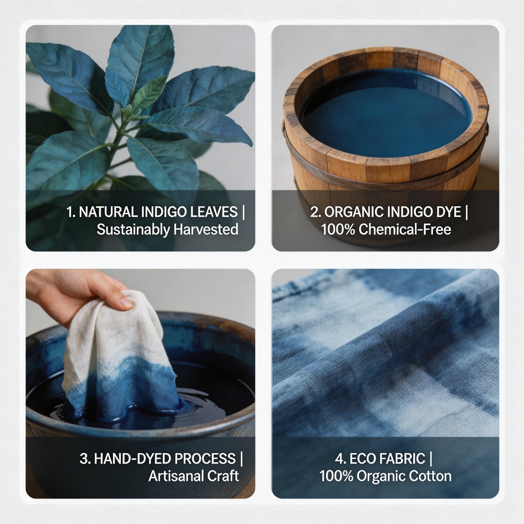 Indigo-Dyed Wristlet Bag – Handmade Floral Cotton Clutch | Boho Artisan Gift