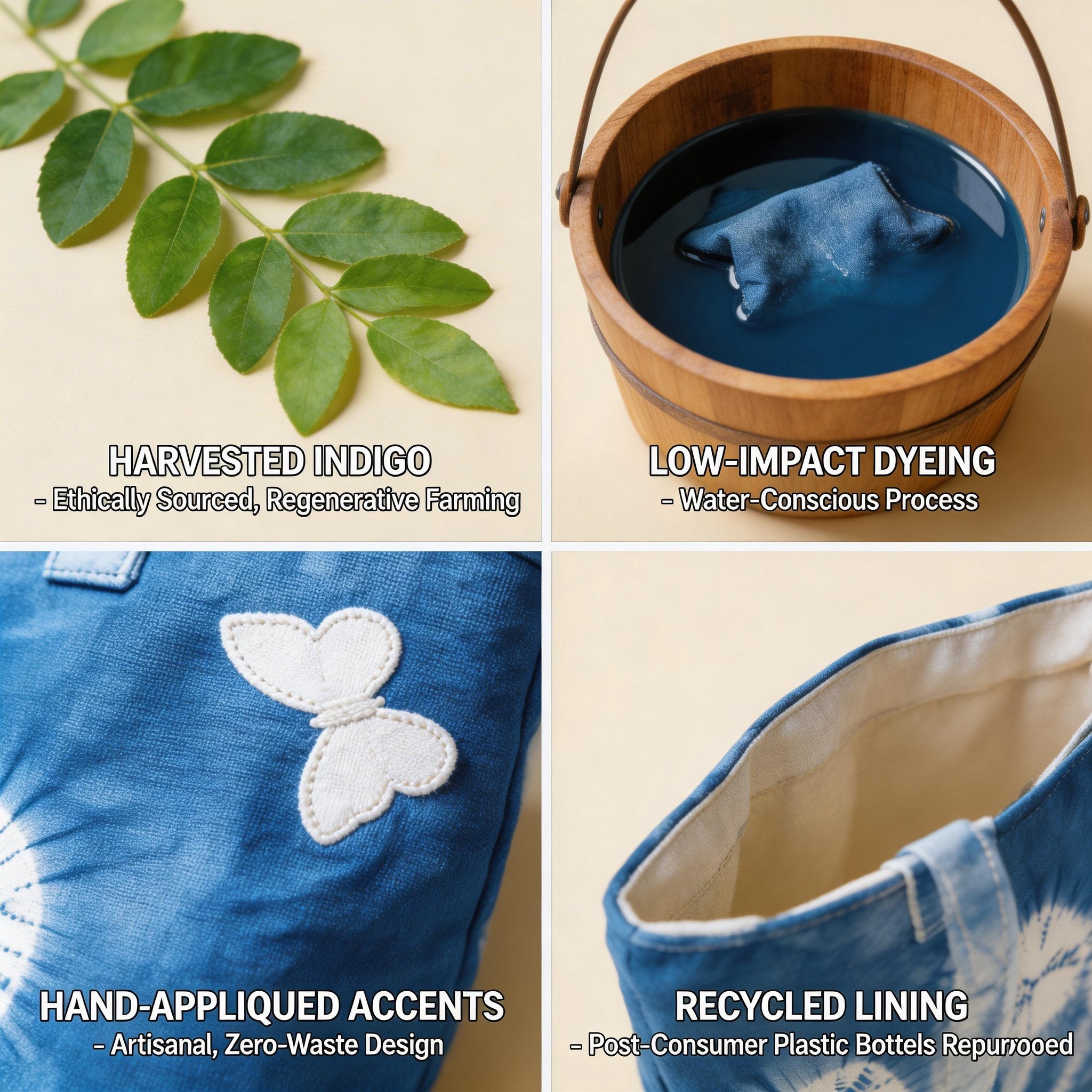 Indigo-Dyed Commuter Tote Bag – Handmade Large Capacity Cotton Shoulder Bag | Artisan Boho
