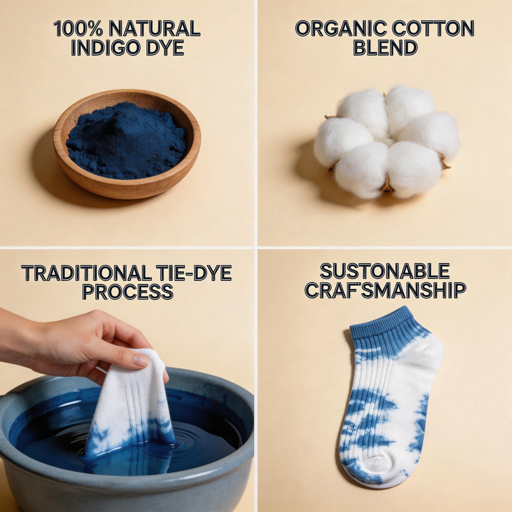 Indigo-Dyed Kids Socks – Handmade Plant-Dyed Cotton Children's Socks | Unique Artisan Gift