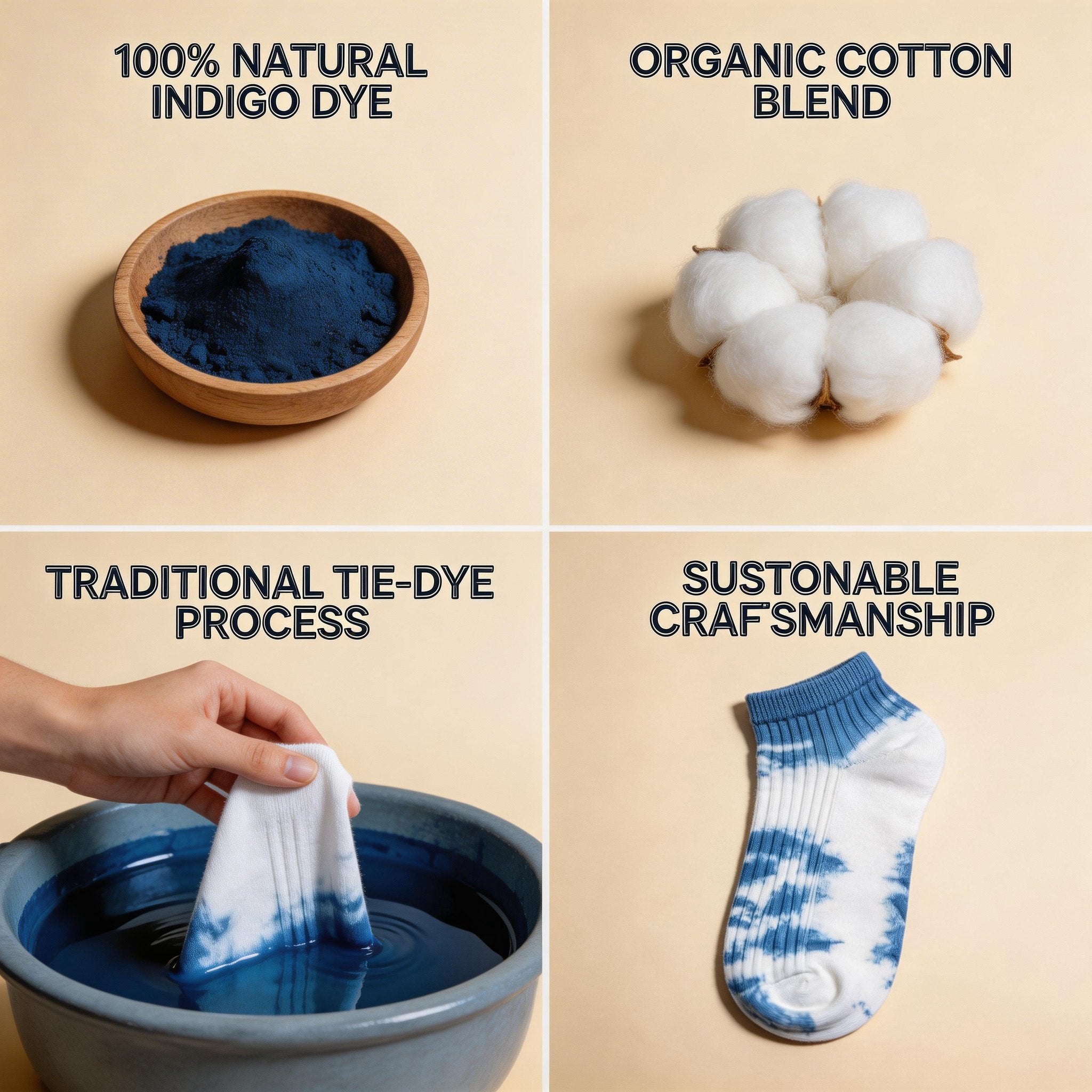 Indigo-Dyed Kids Socks – Handmade Plant-Dyed Cotton Children's Socks | Unique Artisan Gift