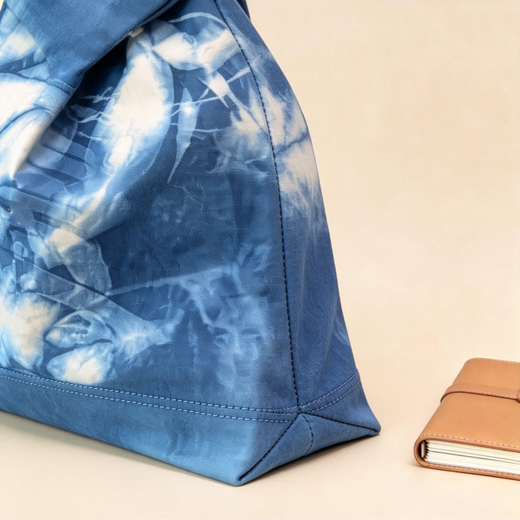Indigo-Dyed Wristlet Bag – Handmade Floral Cotton Clutch | Boho Artisan Gift