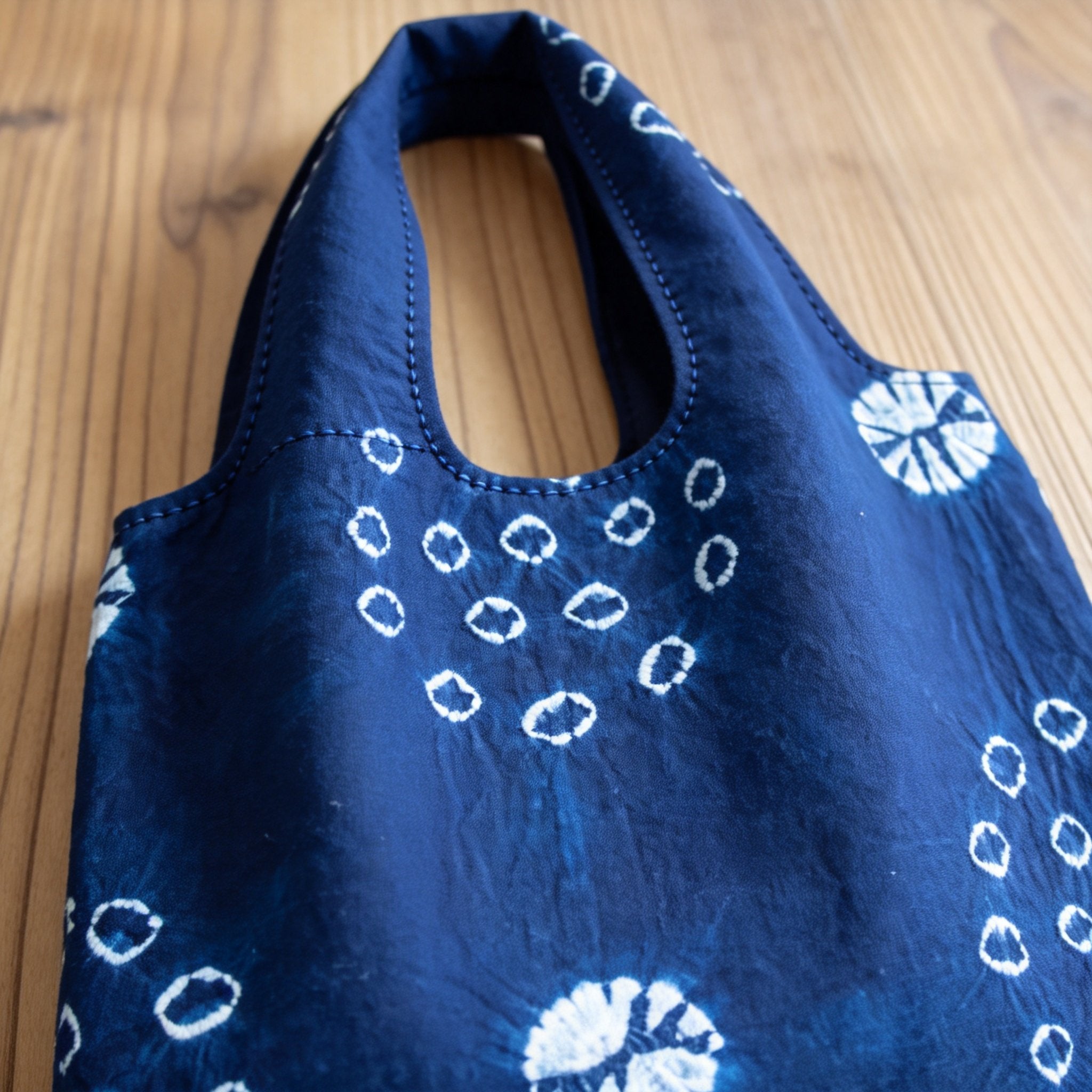 Indigo-Dyed Mini Tote Bag – Handmade Cotton-Linen Pouch | Boho Key & Coin Bag