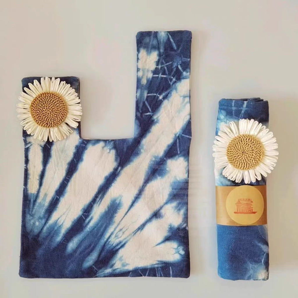 Indigo-Dyed Wristlet Bag – Handmade Floral Cotton Clutch | Boho Artisan Gift