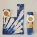 Indigo-Dyed Wristlet Bag – Handmade Floral Cotton Clutch | Boho Artisan Gift