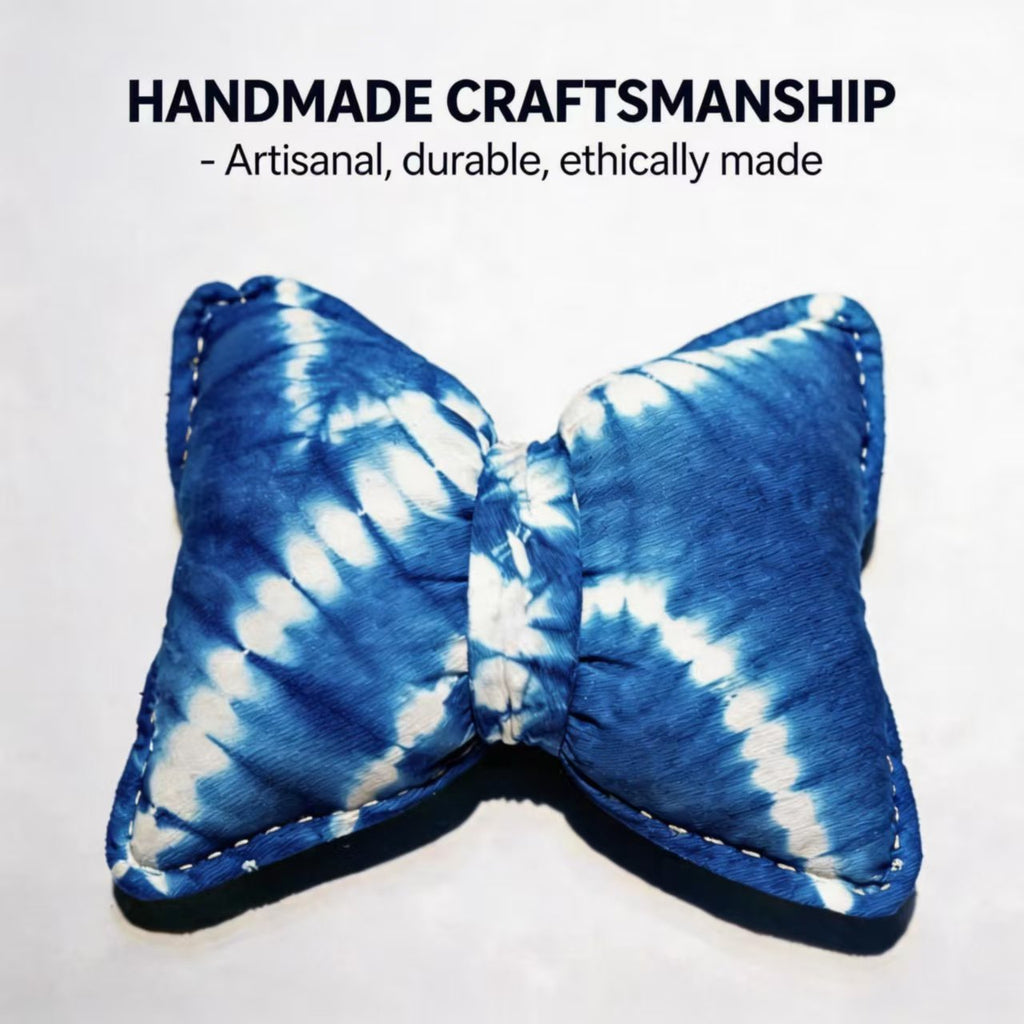 Indigo Tie-Dye Car Neck Pillow – Handmade Shibori Cotton Head Support