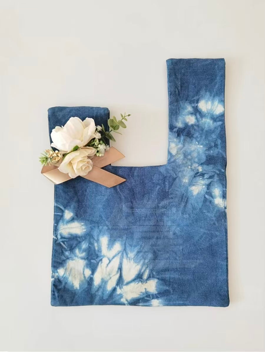 Hand-dyed wristlet bag Luxury-feel souvenir gift Canvas tote bag Pure cotton Practical