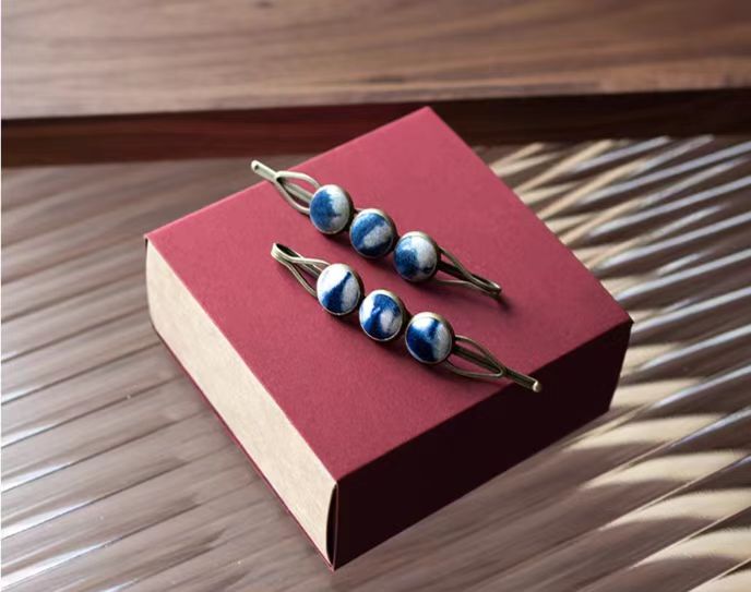 Hand-Dyed Indigo Bead Hair Clip | Mini BB Clip Hair Accessory