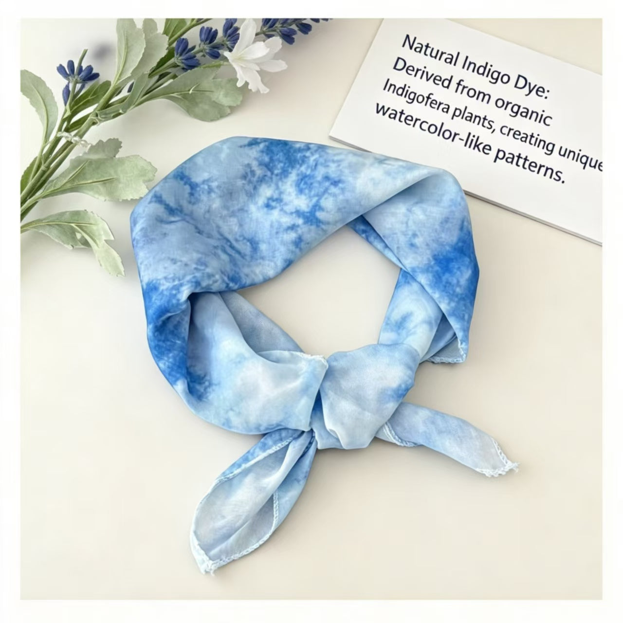 Indigo Triangle Headscarf | Boho Hair Scarf