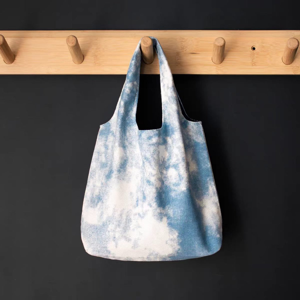 Indigo-Dyed Mini Tote Bag – Handmade Cotton-Linen Pouch | Boho Key & Coin Bag