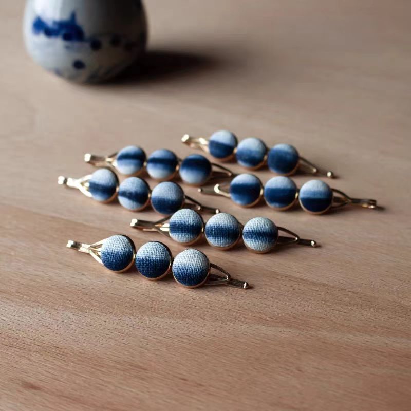 Hand-Dyed Indigo Bead Hair Clip | Mini BB Clip Hair Accessory