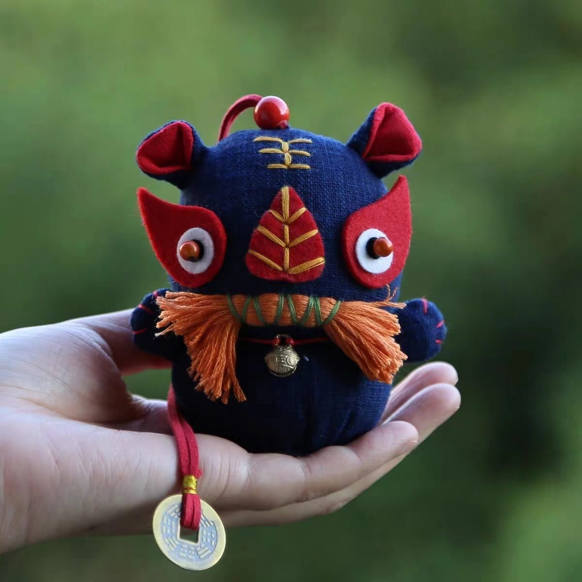 Cartoon Animal Scented Pouch Car Hanging Ornament Handmade Quilted Plant Motif Indigo-Dyed